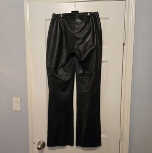 Wilsons Leather Black Real Leather Straight Leg Pants with Panel Seams. New.